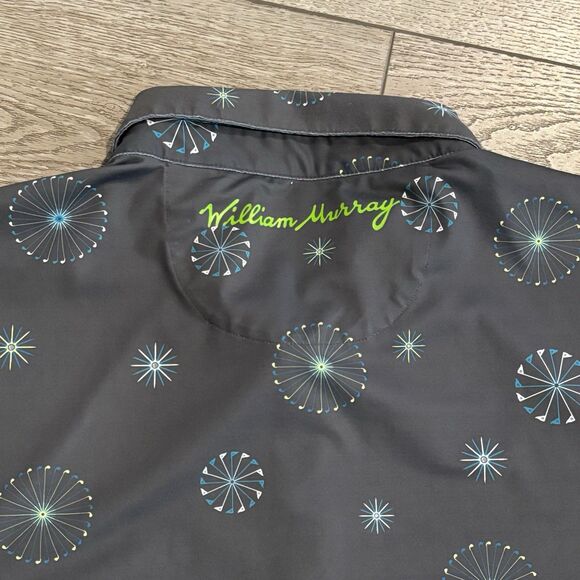 William Murray Golf Polo Shirt Mens Large Gray AOP Fireworks Pattern Performance - Picture 9 of 9